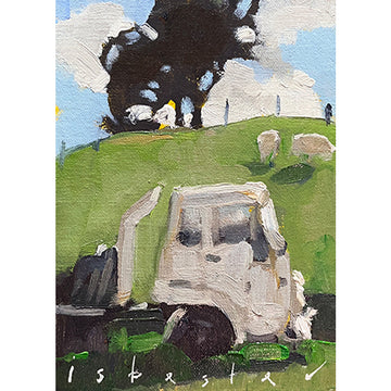Fluffy white Truck (5"x 7")